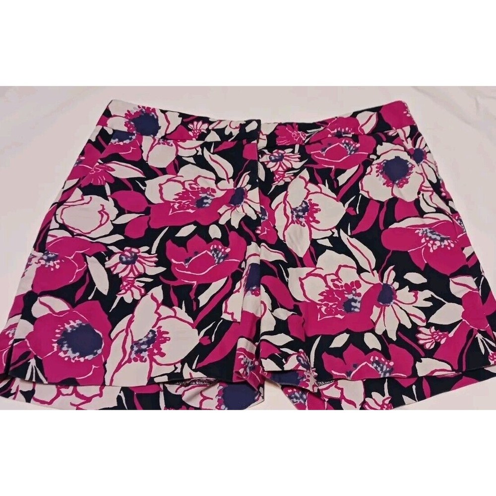 Talbots Floral Womens Bermuda Shorts High Waste Zipper Size 8